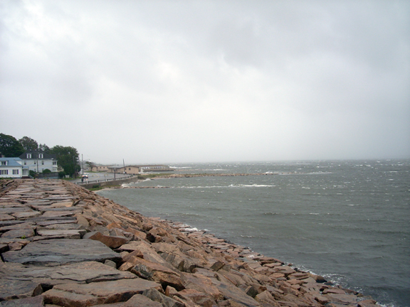 Barrier top West Rodney French Blvd - hurricane Irene Aug 28, www.WhalingCity.net